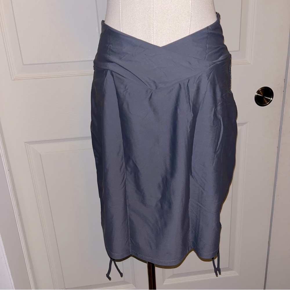 Aleumdr Swim Skirt Cross Over Shorts Women Size M Grey Drawstring Skorts